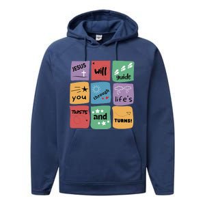 Jesus Will Guide You Through Lifes Twists And Turns VBS Crew Performance Fleece Hoodie