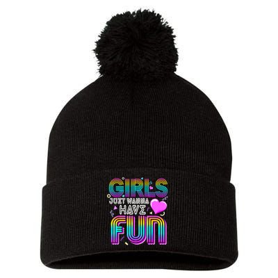 Just Wanna Have Fun Awesome 70s 80s 90s 1980s Pom Pom 12in Knit Beanie