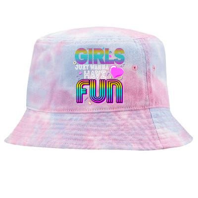 Just Wanna Have Fun Awesome 70s 80s 90s 1980s Tie-Dyed Bucket Hat