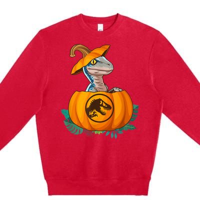 Jurassic World Halloween Dinosaur Pumpkin Logo Premium Crewneck Sweatshirt