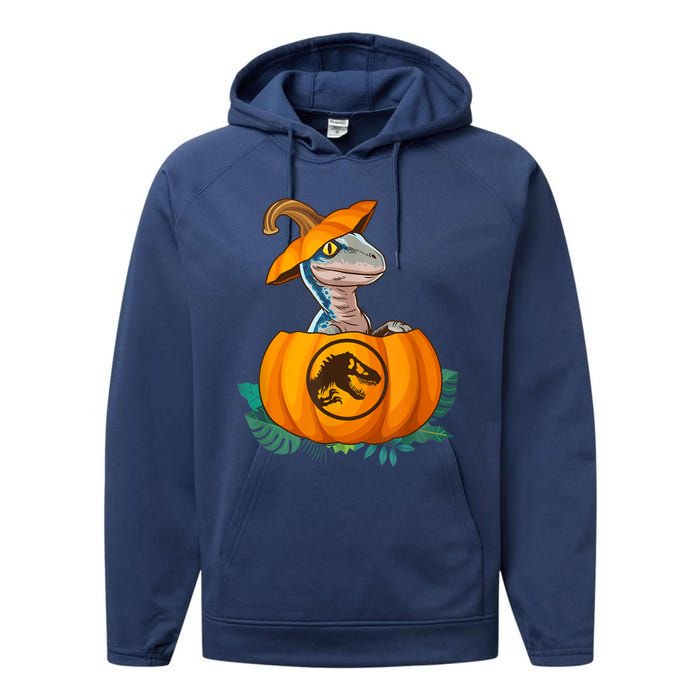 Jurassic World Halloween Dinosaur Pumpkin Logo Performance Fleece Hoodie