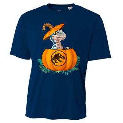 Jurassic World Halloween Dinosaur Pumpkin Logo Cooling Performance Crew T-Shirt