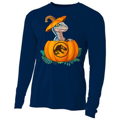 Jurassic World Halloween Dinosaur Pumpkin Logo Cooling Performance Long Sleeve Crew