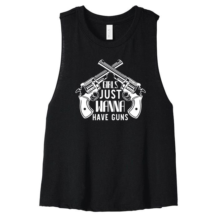 Just Wanna Have Guns Women's Racerback Cropped Tank