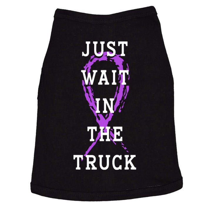 Just Wait In The Truck Purple Ribbon Cancer Awareness Day Doggie Tank