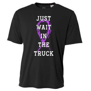 Just Wait In The Truck Purple Ribbon Cancer Awareness Day Cooling Performance Crew T-Shirt