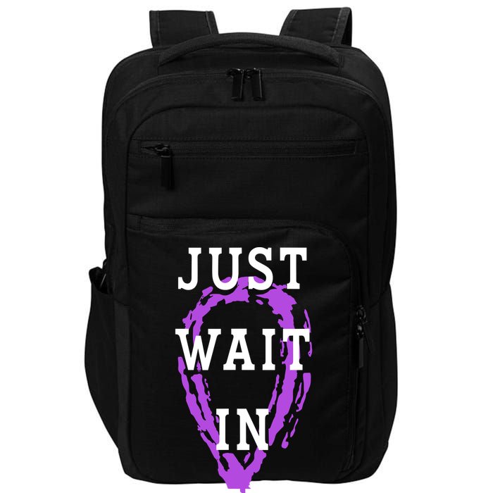 Just Wait In The Truck Purple Ribbon Cancer Awareness Day Impact Tech Backpack