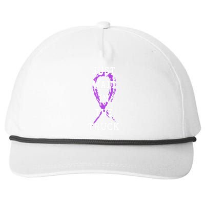 Just Wait In The Truck Purple Ribbon Cancer Awareness Day Snapback Five-Panel Rope Hat