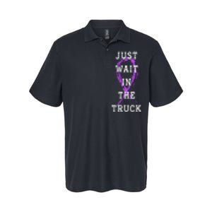 Just Wait In The Truck Purple Ribbon Cancer Awareness Day Softstyle Adult Sport Polo