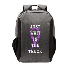 Just Wait In The Truck Purple Ribbon Cancer Awareness Day Vector Backpack