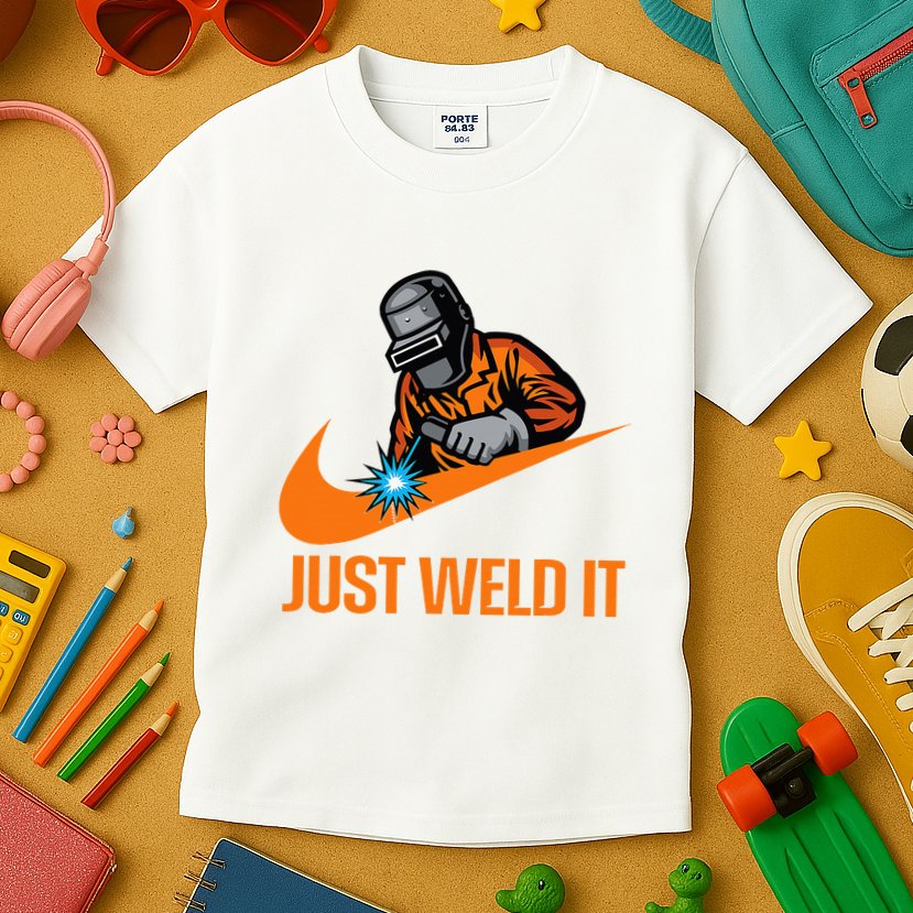 Just Weld It Welder Lover Welder Tradesperson Job Lover Kids T-Shirt
