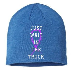 Just Wait In The Truck Domestic Violence Purple Ribbon Sustainable Beanie