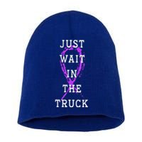 Just Wait In The Truck Domestic Violence Purple Ribbon Short Acrylic Beanie