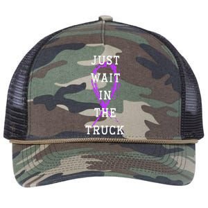 Just Wait In The Truck Domestic Violence Purple Ribbon Retro Rope Trucker Hat Cap