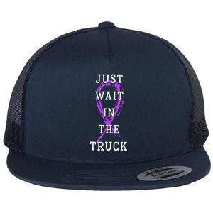 Just Wait In The Truck Domestic Violence Purple Ribbon Flat Bill Trucker Hat