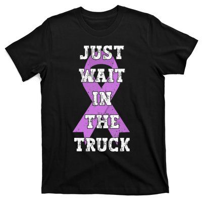 Just Wait In The Truck Domestic Violence Awareness Ribbon T-Shirt