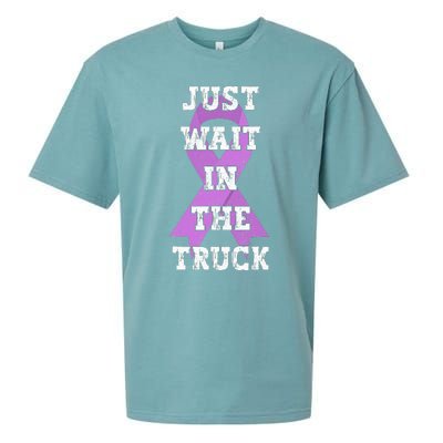 Just Wait In The Truck Domestic Violence Awareness Ribbon Sueded Cloud Jersey T-Shirt