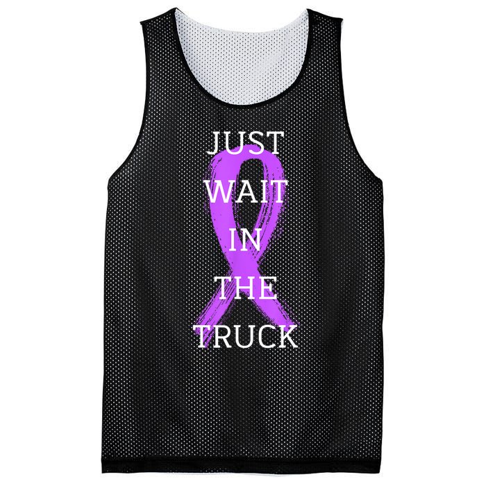 Just Wait In The Truck Ribbon Funny Mesh Reversible Basketball Jersey Tank