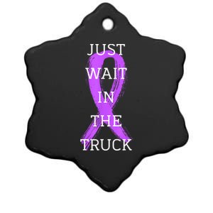 Just Wait In The Truck Ribbon Funny Ceramic Star Ornament