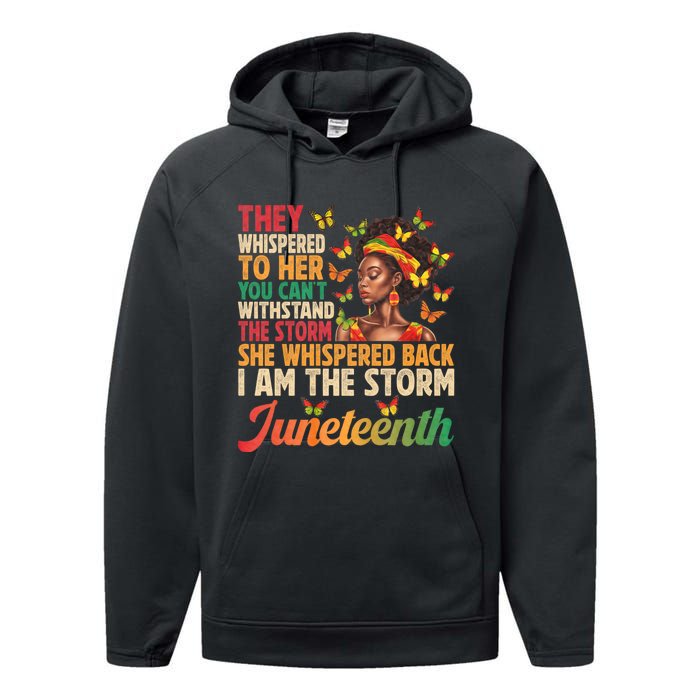 Juneteenth Women I Am The Storm Black Freedom 1865 Performance Fleece Hoodie