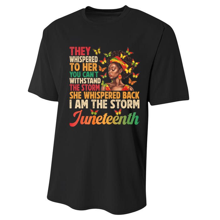 Juneteenth Women I Am The Storm Black Freedom 1865 Performance Sprint T-Shirt