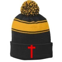 Jesus Won Front And Back Stripe Pom Pom Beanie