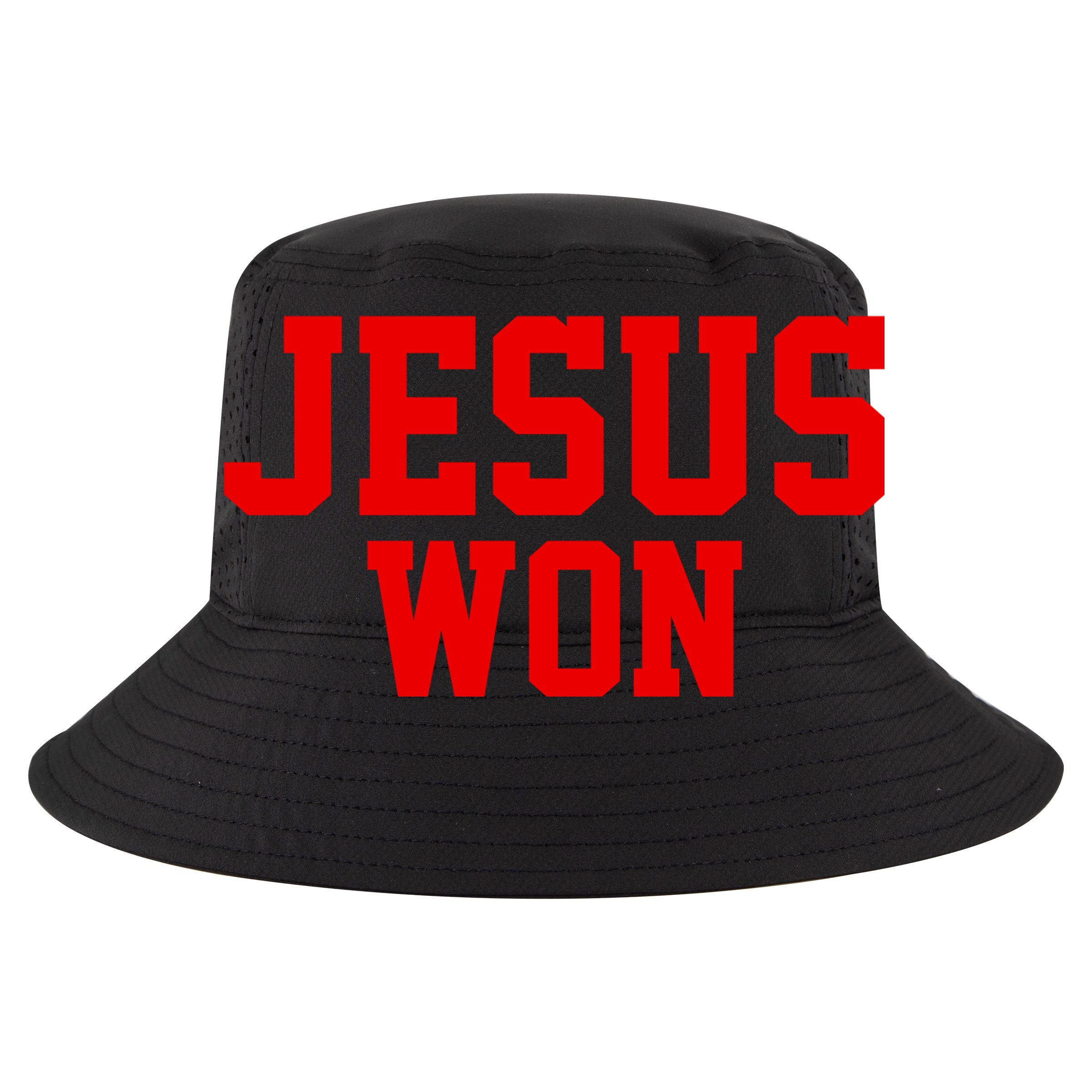 Jesus Won Front And Back Flexfit Unipanel Trucker Cap