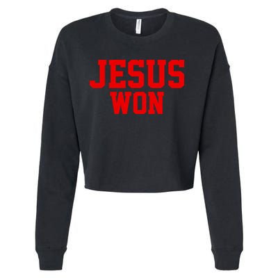 Jesus Won Front And Back Cropped Pullover Crew