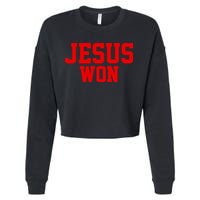 Jesus Won Front And Back Cropped Pullover Crew