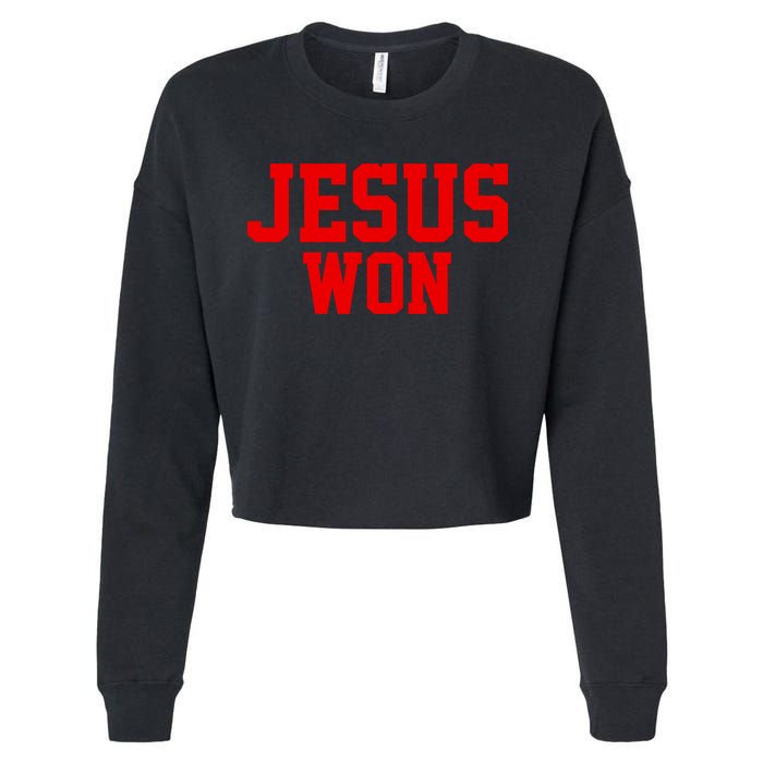 Jesus Won Front And Back Cropped Pullover Crew