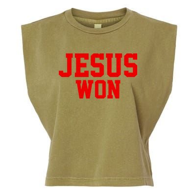 Jesus Won Front And Back Garment-Dyed Women's Muscle Tee