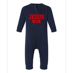 Jesus Won Front And Back Infant Fleece One Piece