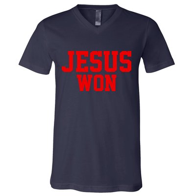 Jesus Won Front And Back V-Neck T-Shirt