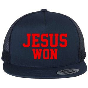 Jesus Won Front And Back Flat Bill Trucker Hat