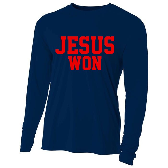 Jesus Won Front And Back Cooling Performance Long Sleeve Crew