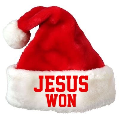 Jesus Won Front And Back Premium Christmas Santa Hat