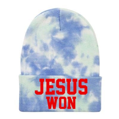 Jesus Won Front And Back Tie Dye 12in Knit Beanie