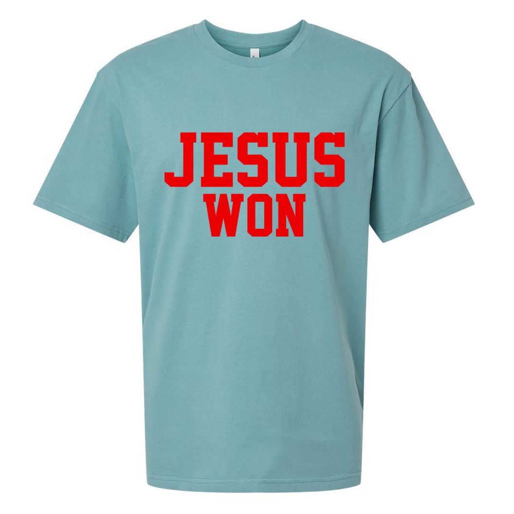 Jesus Won Front And Back Sueded Cloud Jersey T-Shirt