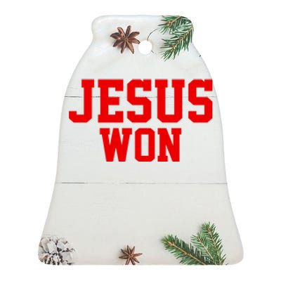 Jesus Won Front And Back Ceramic Bell Ornament