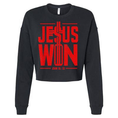 Jesus Won Just Here To Give God Glory John 16 33 Religious Cropped Pullover Crew