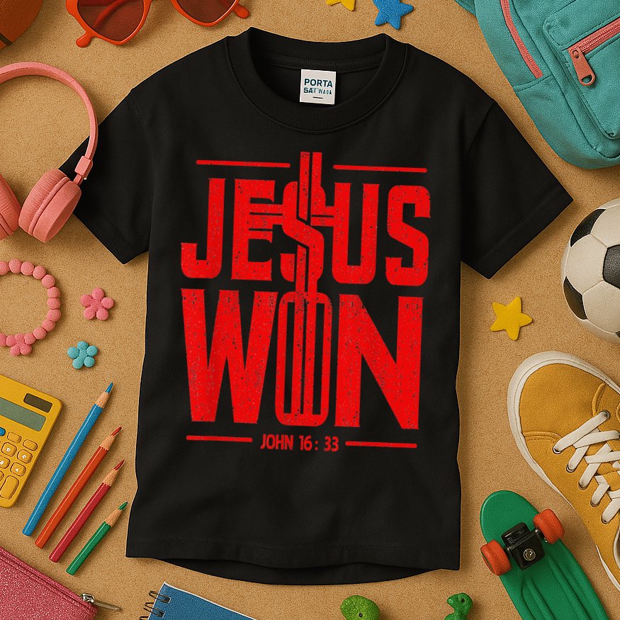 Jesus Won Just Here To Give God Glory John 16 33 Religious Kids T-Shirt