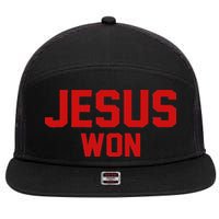 Jesus Won 7 Panel Mesh Trucker Snapback Hat