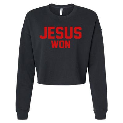 Jesus Won Cropped Pullover Crew