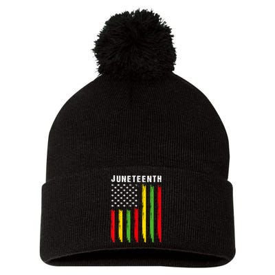 Juneteenth Women Juneteenth African American Pom Pom 12in Knit Beanie