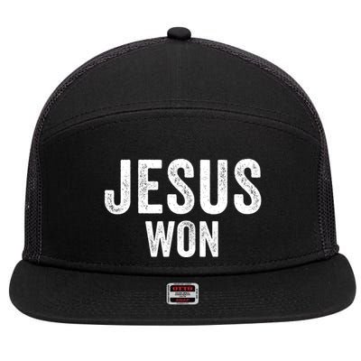 Jesus Won 7 Panel Mesh Trucker Snapback Hat