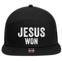 Jesus Won 7 Panel Mesh Trucker Snapback Hat