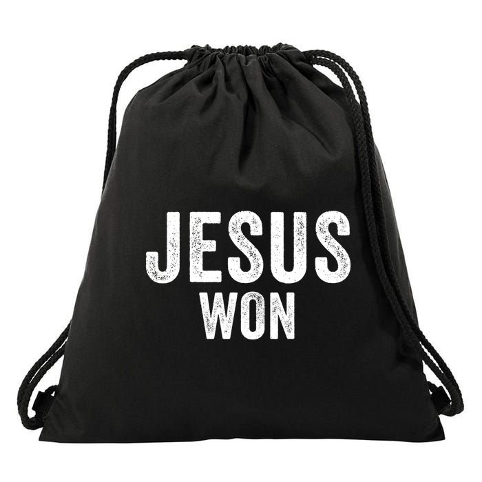 Jesus Won Drawstring Bag