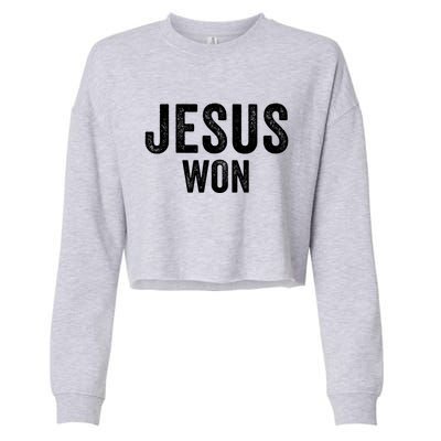 Jesus Won Cropped Pullover Crew