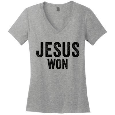 Jesus Won Women's V-Neck T-Shirt