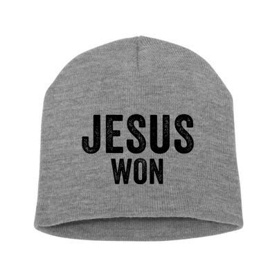 Jesus Won Short Acrylic Beanie